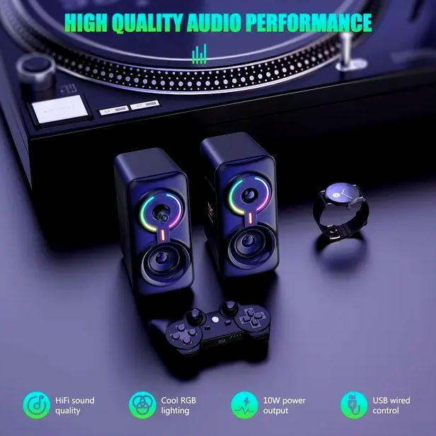 Колонки Onikuma L6 черные с RGB подсветкой для компьютера мощные динамики с Bluetooth для музыки и игр - изображение 10