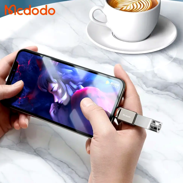 Адаптер McDodo OTG USB-A 3.0 к Lightning для зарядки и передачи данных алюминиевый сплав черный 5В-3А - изображение 5