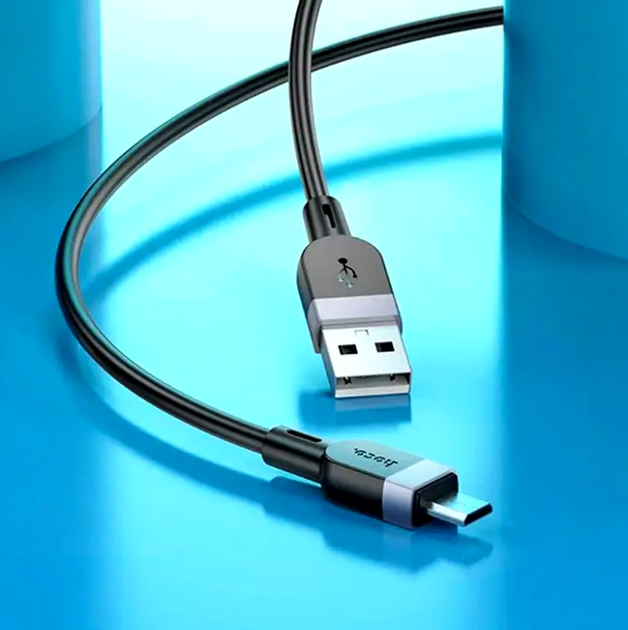 Кабель Hoco X109 Micro USB для заряджання та передавання даних силіконовий чорний 1 метр 2.4 А - зображення 7