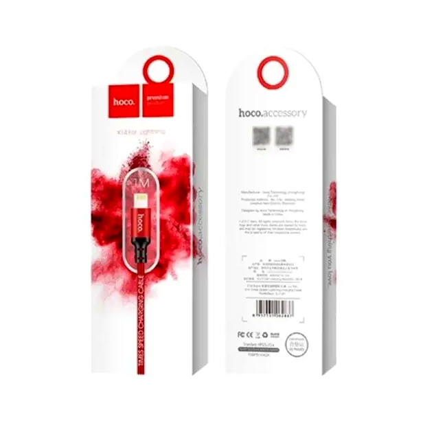 Кабель Hoco X14 Lightning для заряджання та синхронізації пристроїв з USB довжина 1 метр сила струму 2 ампера червоний чорний - Фото 4 Кабель Hoco X14 Lightning для заряджання та синхронізації пристроїв з USB довжина 1 метр сила струму 2 ампера червоний чорний - зображення 4