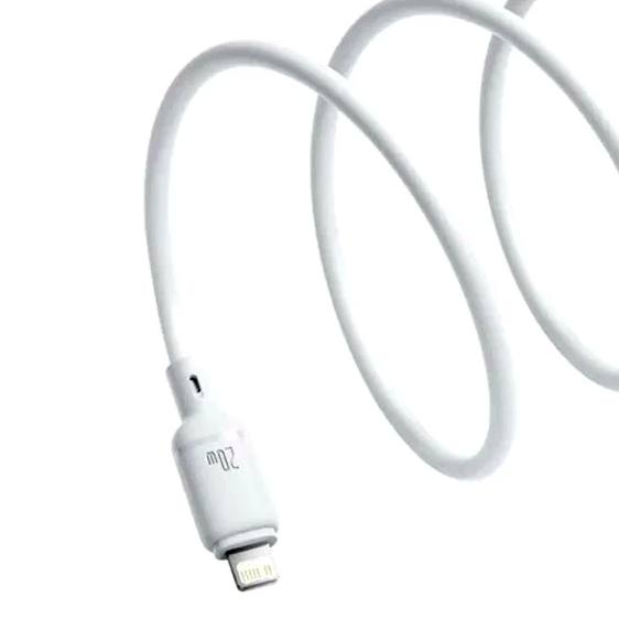 Кабель Baseus Silky Series Type-C Lightning для швидкого заряджання 20W і передавання даних 1 м білий - зображення 5