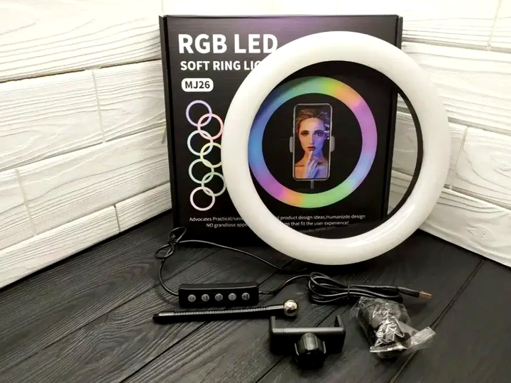 Кільцева RGB лампа 26 см MJ26 чорна для створення світла та освітлення в фото та відеозніманні - зображення 5