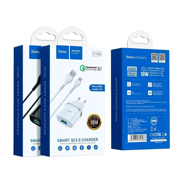 Мережевий зарядний пристрій Hoco C12Q Smart QC3.0 18 Вт для швидкого заряджання смартфонів і планшетів з USB роз'ємом - Фото 4 Мережевий зарядний пристрій Hoco C12Q Smart QC3.0 18 Вт для швидкого заряджання смартфонів і планшетів з USB роз'ємом - зображення 4