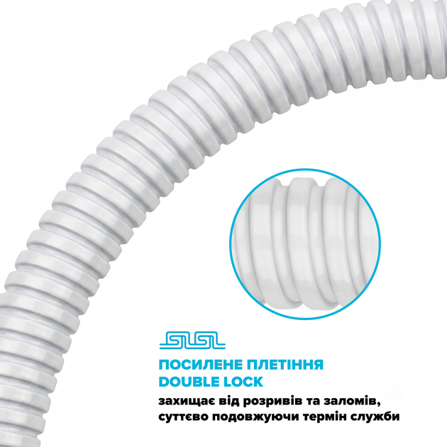 Шланг для душа DROP SH-HM175-PRM-WHT - из нержавеющей стали с двойным Анти-Твистом 175 см белый - изображение 6