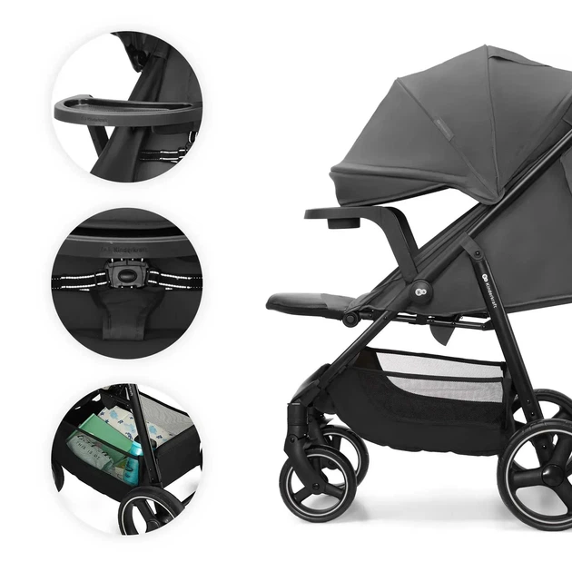 Прогулянкова коляска Kinderkraft Trig 3 Tray Grey (KSTRIG03GRY000T) - зображення 3