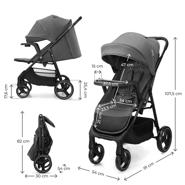 Прогулянкова коляска Kinderkraft Trig 3 Tray Grey (KSTRIG03GRY000T) - зображення 6
