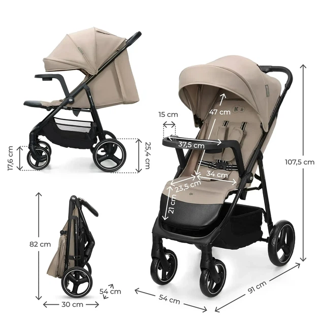 Прогулянкова коляска Kinderkraft Trig 3 Tray Beige (KSTRIG03BEG000T) - зображення 9