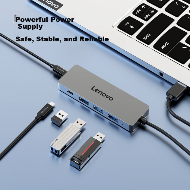 USB-хаб Lenovo H1-A04 PRO металлический, 3×USB 3.0 и Type-C, 0.25 м - Фото 7 USB-хаб Lenovo H1-A04 PRO металлический, 3×USB 3.0 и Type-C, 0.25 м - изображение 7