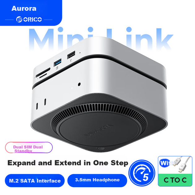 Док-станция ORICO MiniLink-M410P для Mac mini M4 с отсеком для SSD M.2 NVMe, подставка - изображение 4