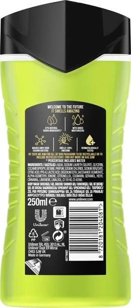 Гель для душа AXE Epic Fresh 3в1 (аромат тропического ананаса и грейпфрута), 250 мл - Фото 2 Гель для душа AXE Epic Fresh 3в1 (аромат тропического ананаса и грейпфрута), 250 мл - изображение 2