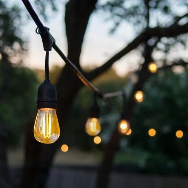 Садовая гирлянда 10 м с 10 LED-лампами E27 теплого белого света IP44 черная - Фото 11 Садовая гирлянда 10 м с 10 LED-лампами E27 теплого белого света IP44 черная - изображение 11