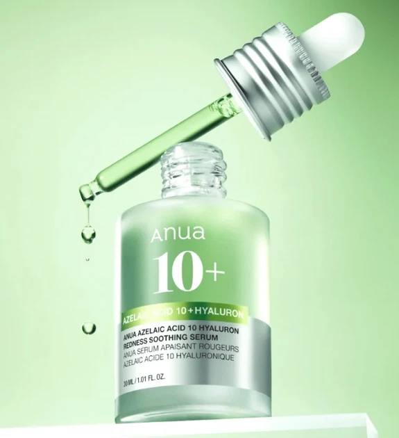 Заспокійлива сироватка для обличчя Anua Azelaic Acid 10 Hyaluron Redness Soothing Serum, 30 мл 8809640737190 - Фото 2 Заспокійлива сироватка для обличчя Anua Azelaic Acid 10 Hyaluron Redness Soothing Serum, 30 мл 8809640737190 - зображення 2