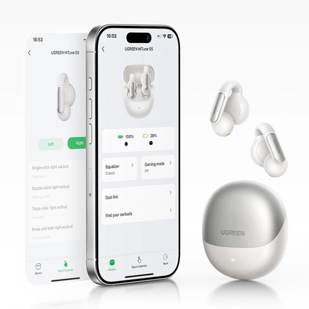 Бездротові навушники TWS UGREEN WS210 HiTune S5 True Wireless, ENC, IPX5, White - зображення 6