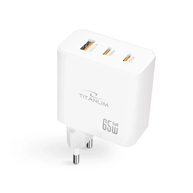 Зарядное устройство TITANUM CH65PRO GaN 65W 2xUSB-C+USB-A White 29232 - изображение 2