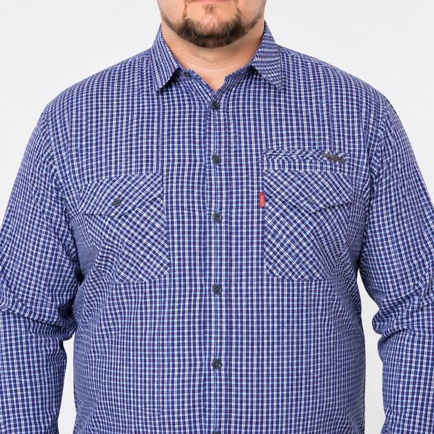 Рубашка Gold Golf Man мужская в клетку с длинным рукавом прямого кроя,10XL, Синий с красным - Фото 5 Рубашка Gold Golf Man мужская в клетку с длинным рукавом прямого кроя,10XL, Синий с красным - изображение 5