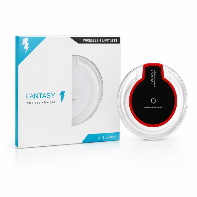 Беспроводная зарядка Fantasy Wireless Charger Qi Standard для смартфона, прозрачная круглая - Фото 1 Беспроводная зарядка Fantasy Wireless Charger Qi Standard для смартфона, прозрачная круглая - изображение 1