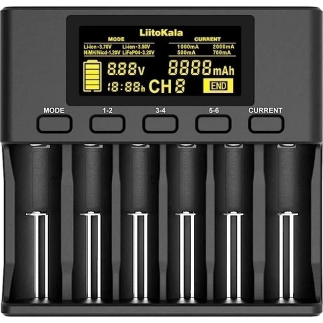 Універсальний зарядний пристрій LiitoKala Lii-S6 EU на 6 каналів + автомобільний кабель - изображение 2