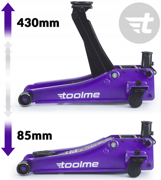 Домкрат подкатной гидравлический 3т 85-430мм Toolme TM003 - изображение 6