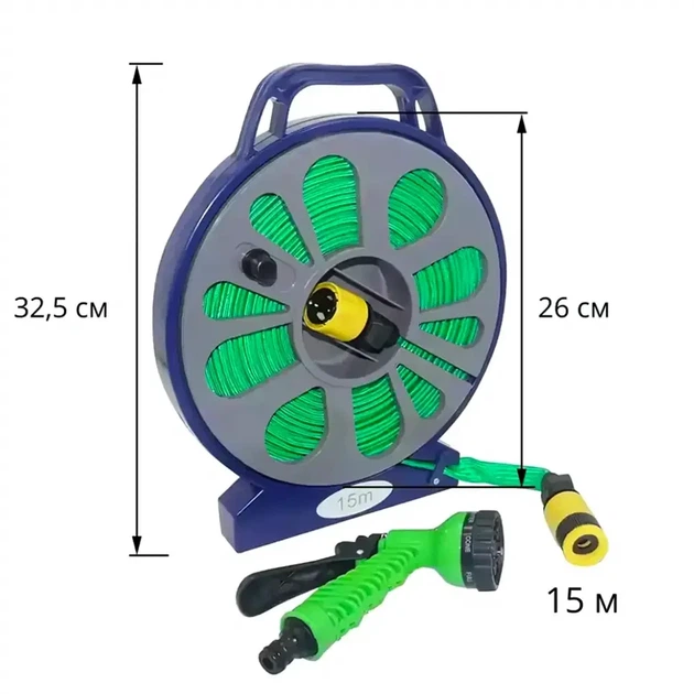 Поливальний шланг 15 м розпилювач ПВХ 1 дюйм для поливання зелений - зображення 9