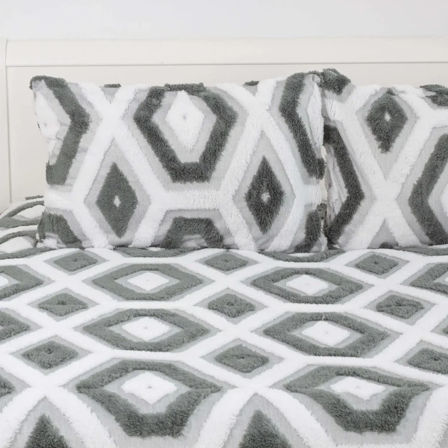 Покривало євро максі 240×260 ТЕП Boho сіре ромб, штучне хутро, мікрофібра, утеплене (4-05215_35072) - Фото 6 Покривало євро максі 240×260 ТЕП Boho сіре ромб, штучне хутро, мікрофібра, утеплене (4-05215_35072) - зображення 6