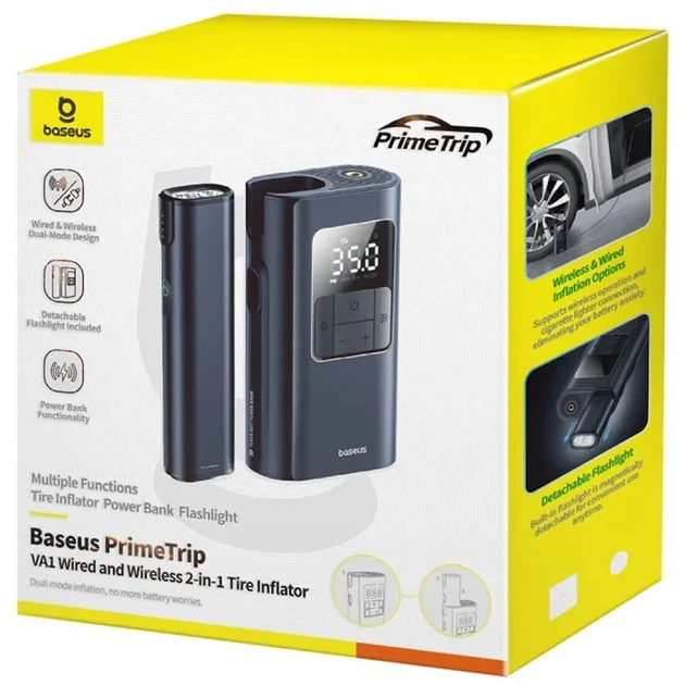 Автомобильный насос Baseus PrimeTrip VA1 2-в-1 150 PSI 1750 мА·ч Космический черный - изображение 6
