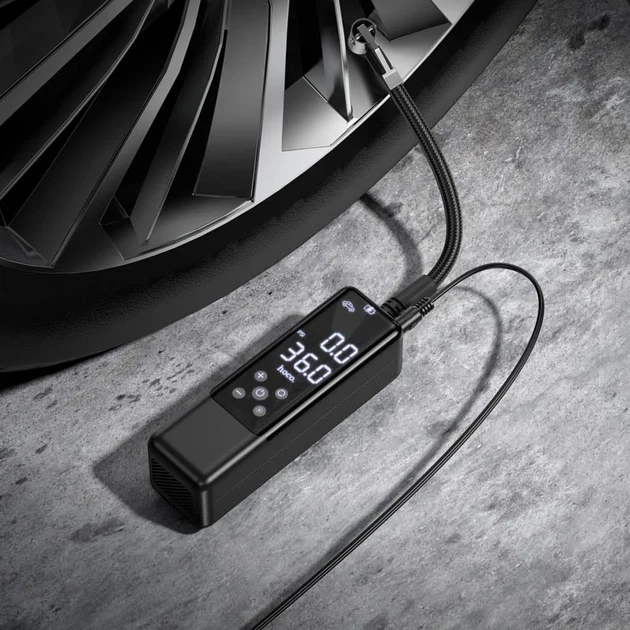 Портативный автомобильный насос Hoco ZP5 May 2000mAh до 150 PSI ABS черный - изображение 7
