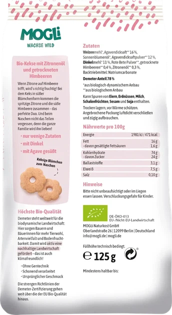 Дитяче печиво MOGLI «Лимон та малина» для дітей від 3 років, 125 г - Фото 2 Дитяче печиво MOGLI «Лимон та малина» для дітей від 3 років, 125 г - изображение 2