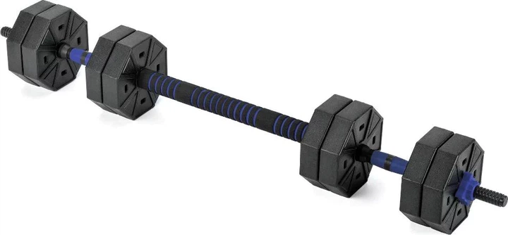 Zestaw hantli regulowanych 2 x 10 kg ze sztangą Gymtek G-66603 Granatowo-czarny (5907766666035) - obraz 7