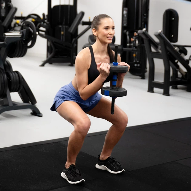 Набір регульованих гантелей 2 × 20 кг зі штангою Gymtek G-66605 Синьо-чорний (5907766666059) - зображення 13