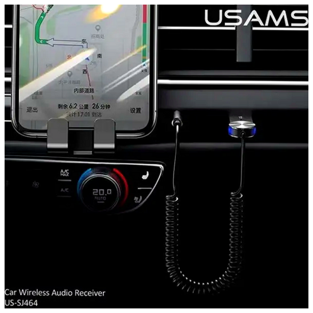 Bluetooth ресивер Usams SJ464 для автомобіля бездротовий аудіоприймач із мікрофоном для музики та дзвінків - зображення 10