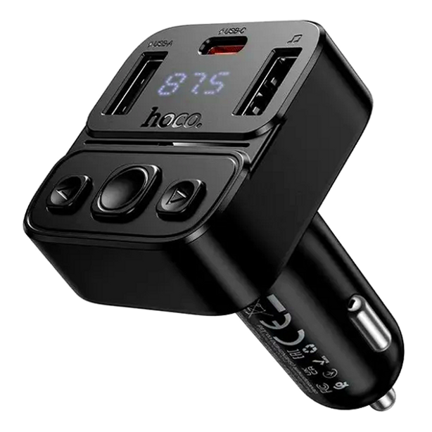 FM-трансмітер Hoco E87 Delta Bluetooth зарядний пристрій для автомобіля зі швидким заряджанням і чистим звуком - зображення 5