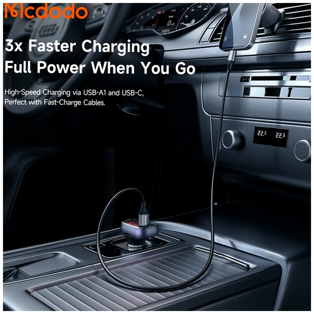 АЗУ McDodo 72W 2A1C автомобильное зарядное устройство с FM для быстрой зарядки смартфонов и планшетов - изображение 5