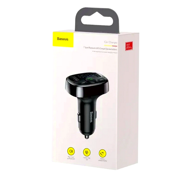 FM-трансмиттер Baseus T Shaped S-09A Bluetooth MP3 плеер для автомобиля с зарядкой и функцией Hands-Free - изображение 2