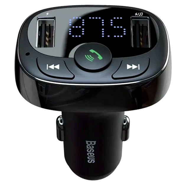 FM-трансмиттер Baseus T Shaped S-09A Bluetooth MP3 плеер для автомобиля с зарядкой и функцией Hands-Free - изображение 3