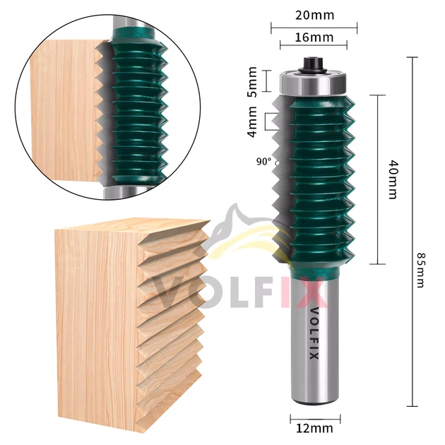 Фреза для зрощування деревини по ширині (мікрошип) VOLFIX (FZ-120-513) D20 h40 d12 (FZ-120-513 d12) - изображение 2