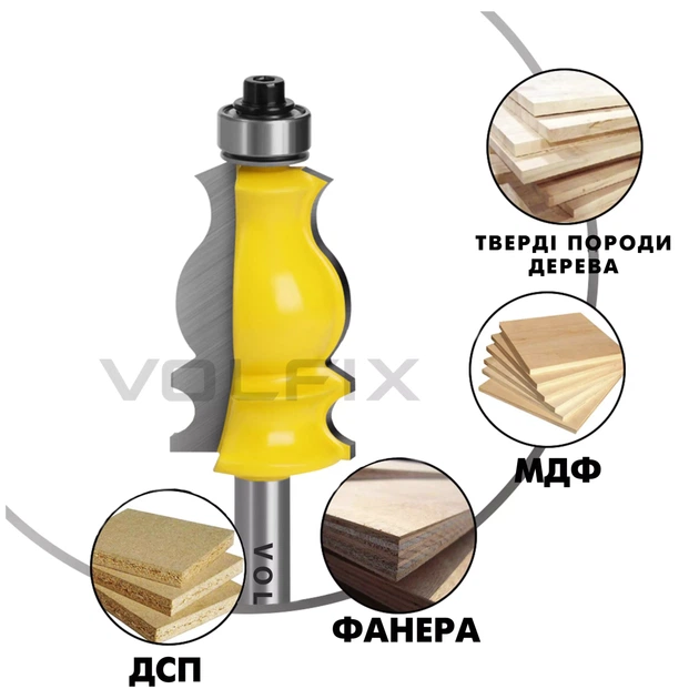 Фреза фігурна кромкова VOLFIX FZ-120-211 d8 (FZ-120-211 d8) - Фото 4 Фреза фігурна кромкова VOLFIX FZ-120-211 d8 (FZ-120-211 d8) - изображение 4