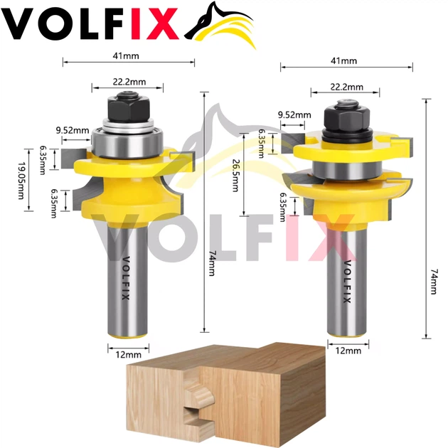 Комплект фрез №11 VOLFIX з 3-х фрез для мебельної обв'язки з фільонкою (FZ-120-901 + FZ-120-952 d12) - Фото 9 Комплект фрез №11 VOLFIX з 3-х фрез для мебельної обв'язки з фільонкою (FZ-120-901 + FZ-120-952 d12) - зображення 9