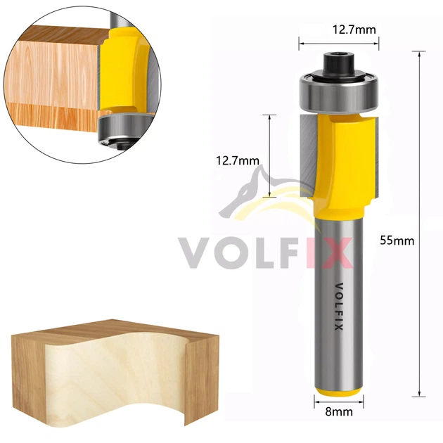 Фреза обкаточна пряма з нижнім підшипником VOLFIX FZ-120-220 h12.7 d8 (FZ-120-220 h12.7 d8) - Фото 2 Фреза обкаточна пряма з нижнім підшипником VOLFIX FZ-120-220 h12.7 d8 (FZ-120-220 h12.7 d8) - изображение 2