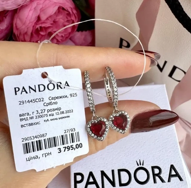 Срібні сережки Pandora "Червоне серце" 925 проба — Кульчики Пандора з камінням на подарунок Мамі чи Дівчині - Фото 5 Срібні сережки Pandora "Червоне серце" 925 проба — Кульчики Пандора з камінням на подарунок Мамі чи Дівчині - зображення 5