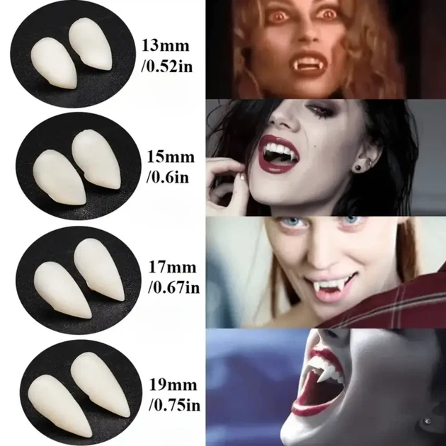 Ікла Вампіра - Vampire Fangs накладні 1.5 см Білий - Фото 3 Ікла Вампіра - Vampire Fangs накладні 1.5 см Білий - изображение 3
