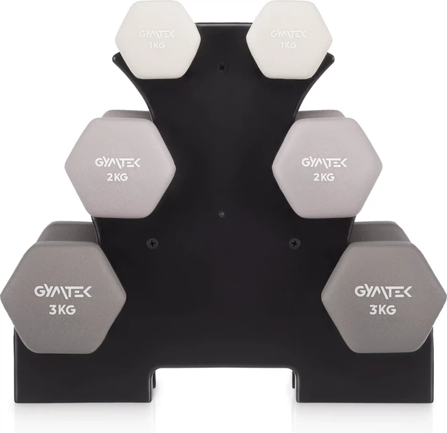 Zestaw hantli neoprenowych na stojaku Gymtek G-05295 (5905399052959) - obraz 2