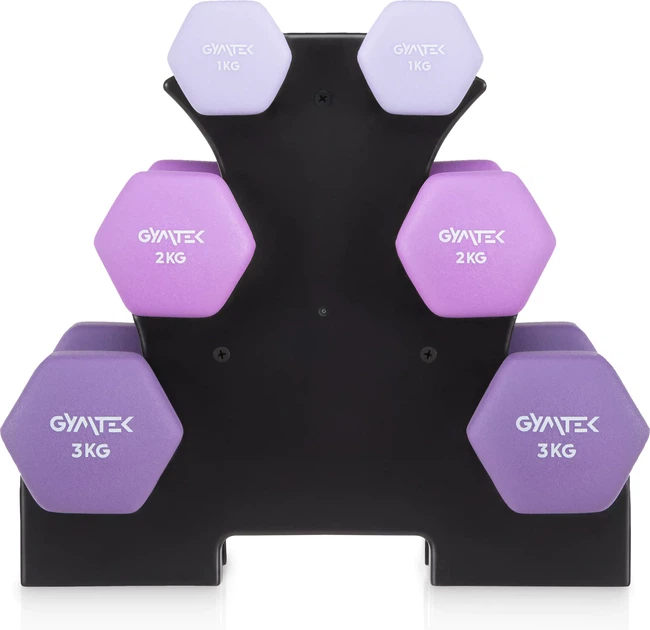 Zestaw hantli neoprenowych na stojaku Gymtek G-05296 (5905399052966) - obraz 2