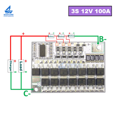 BMS захисна плата заряду Li-ion акумуляторів 3S/4S/5S 100A версія з балансуванням - зображення 3