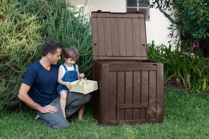 Компостер садовый Curver Eco Composter 340 л пластик коричневый с основанием и вентиляцией - изображение 6