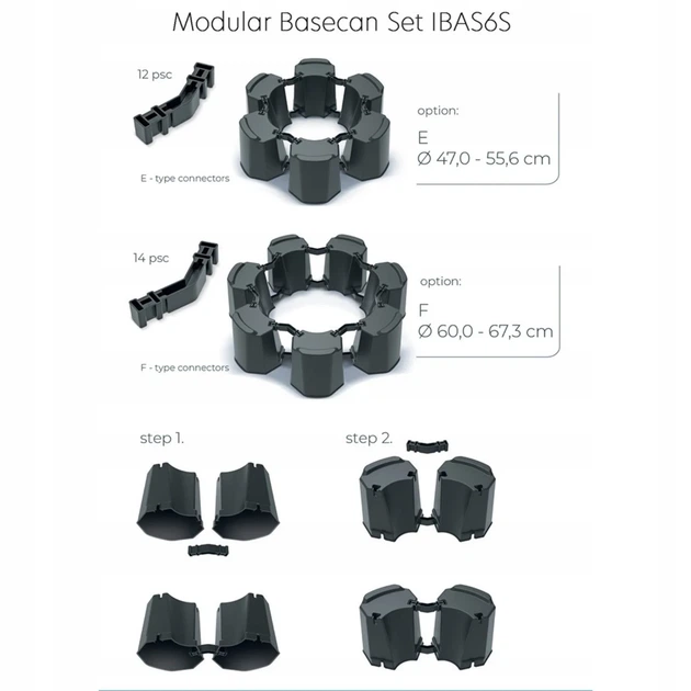 Модульная основа для резервуара Basecan 6S пластиковая 470-673x530 мм антрацитовая - изображение 5