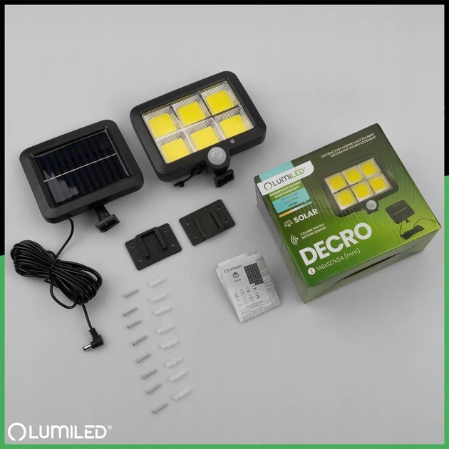Солнечный LED-прожектор Lumiled DECRO 5 Вт 800 лм с датчиком движения IP65 пластик черный - изображение 4