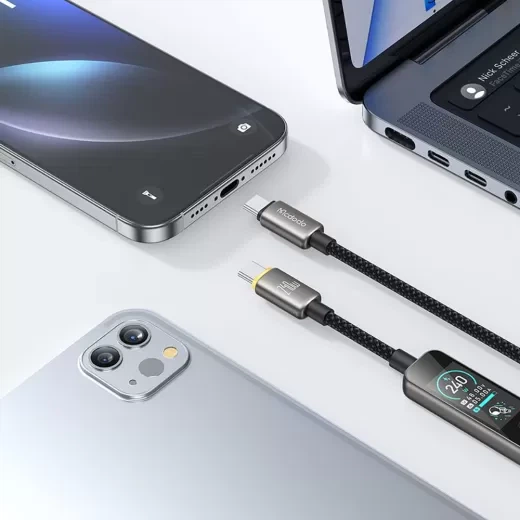 Кабель Mcdodo CA-8750 USB-C to USB-C Cable with TFT Screen Display 240W 1.2m Black - Фото 5 Кабель Mcdodo CA-8750 USB-C to USB-C Cable with TFT Screen Display 240W 1.2m Black - изображение 5