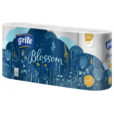 Туалетная бумага Grite Blossom 3 слоя 8 рулонов - Фото 1 Туалетная бумага Grite Blossom 3 слоя 8 рулонов - изображение 1