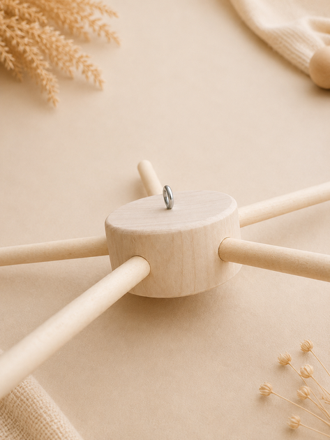 Основа Хрестовина для дитячого мобіля, 5 променів, Нефарбована - Фото 2 Основа Хрестовина для дитячого мобіля, 5 променів, Нефарбована - зображення 2