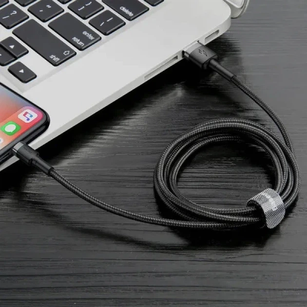 Кабель Baseus Cafule Cable USB For Lightning 1.5A 2m Gray+Black - зображення 12